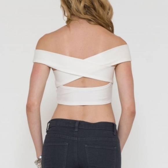 Black Off The Shoulder Crop Top - Picture 3 of 3